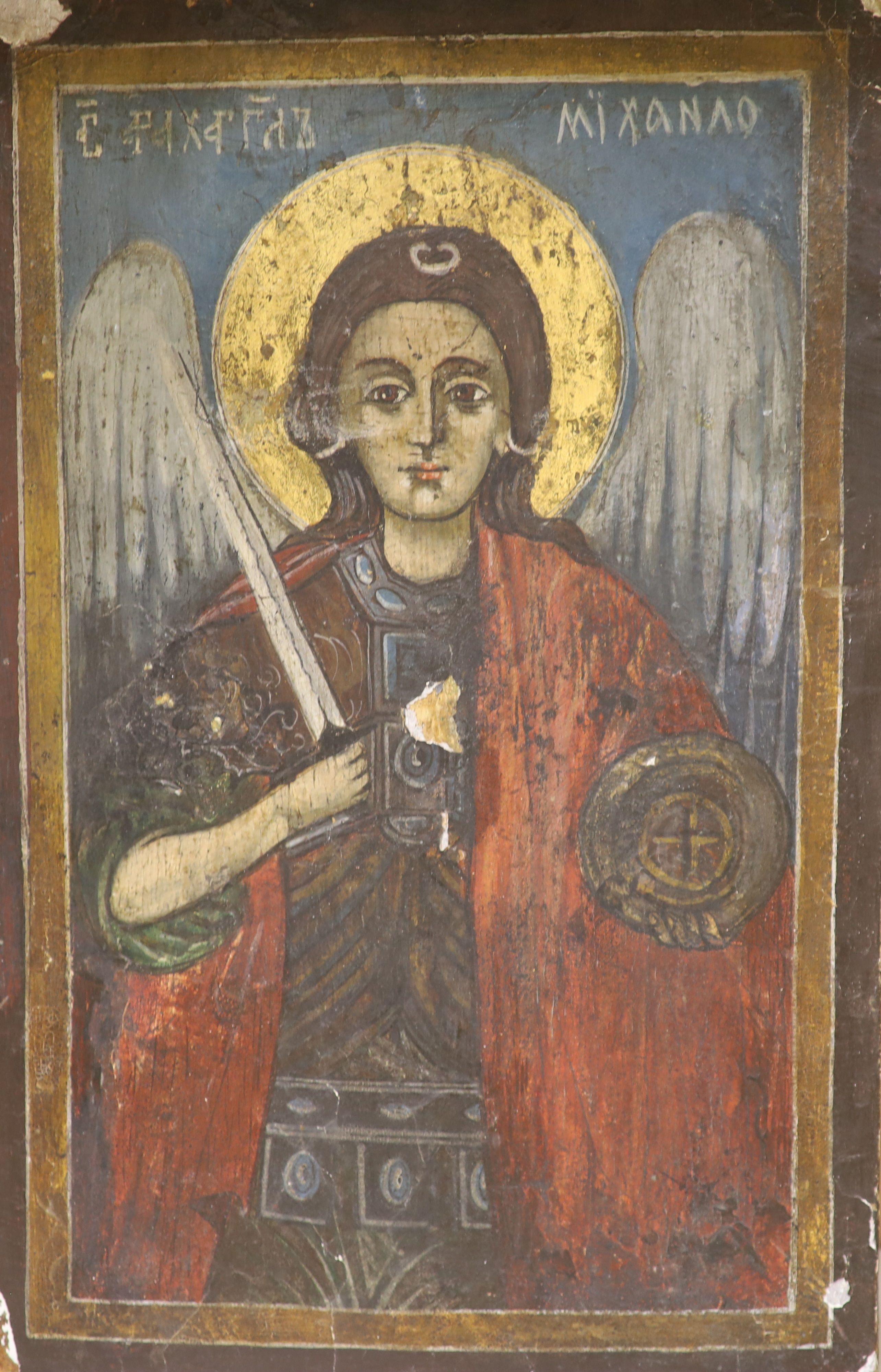 Russian School, tempera on panel, Icon of St Michael, 37 x 23.5cm.